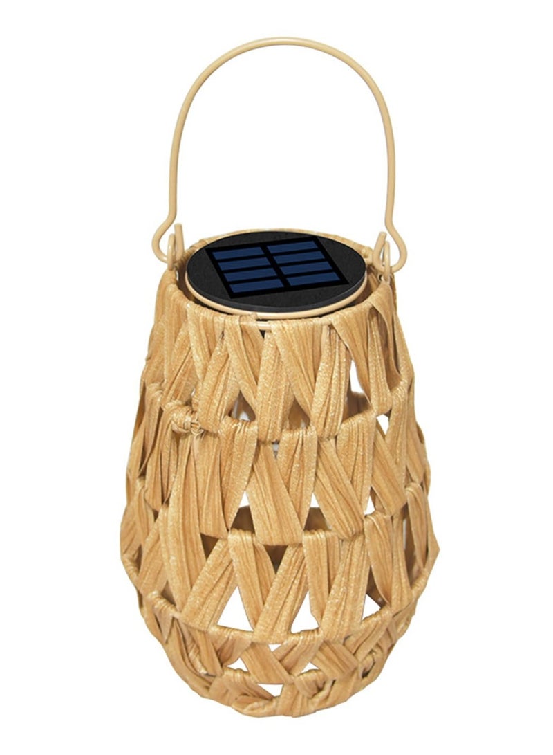 Excefore Outdoor Solar Lantern, LED Waterproof Rattan Lamp with Twine Handle, Handmade Bamboo Solar Light for Garden, Yard, Patio, Tree, Pathway, and Home Decoration, Wooden Color - Image 1