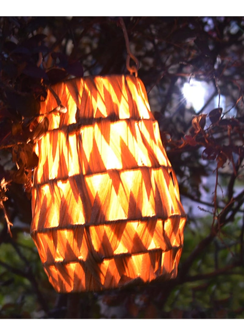 Excefore Outdoor Solar Lantern, LED Waterproof Rattan Lamp with Twine Handle, Handmade Bamboo Solar Light for Garden, Yard, Patio, Tree, Pathway, and Home Decoration, Wooden Color - Image 5
