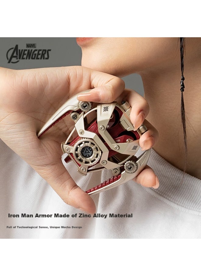 Disney Marvel Authorized Mr28 Iron Man Series Bluetooth Earphones With Special Effects Light, Immersive Sound Quality, Alloy Material, New Version 5.3 Bluetooth, Compatible With Huawei, Xiaomi, Apple