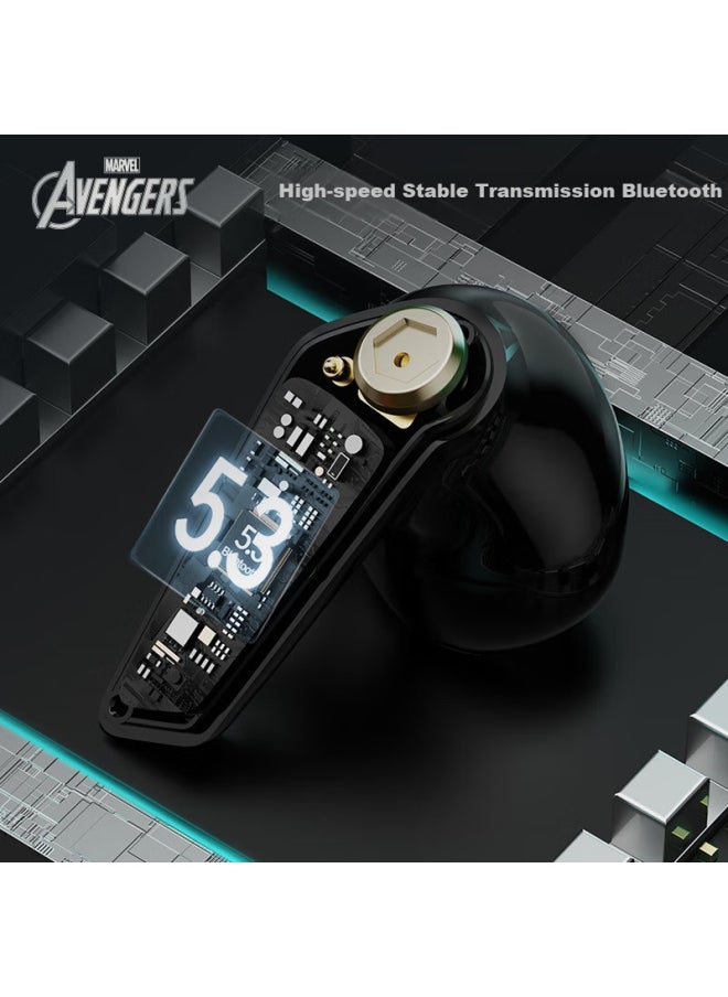 Disney Marvel Authorized Mr28 Iron Man Series Bluetooth Earphones With Special Effects Light, Immersive Sound Quality, Alloy Material, New Version 5.3 Bluetooth, Compatible With Huawei, Xiaomi, Apple