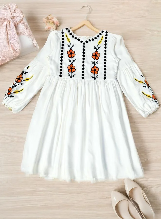 BELLA MODA Embroidered Cotton Dress