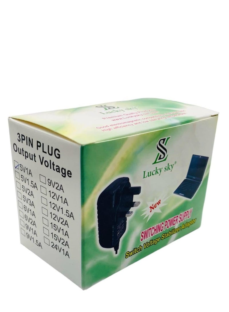 Lucky Sky DC 5V1A محول التيار المتردد محول امدادات الطاقة محول محول الطاقة الجدار تهمة محول للاستخدام المنزلي المهني، أسود. (5 فولت 1 أمبير) - Image 5