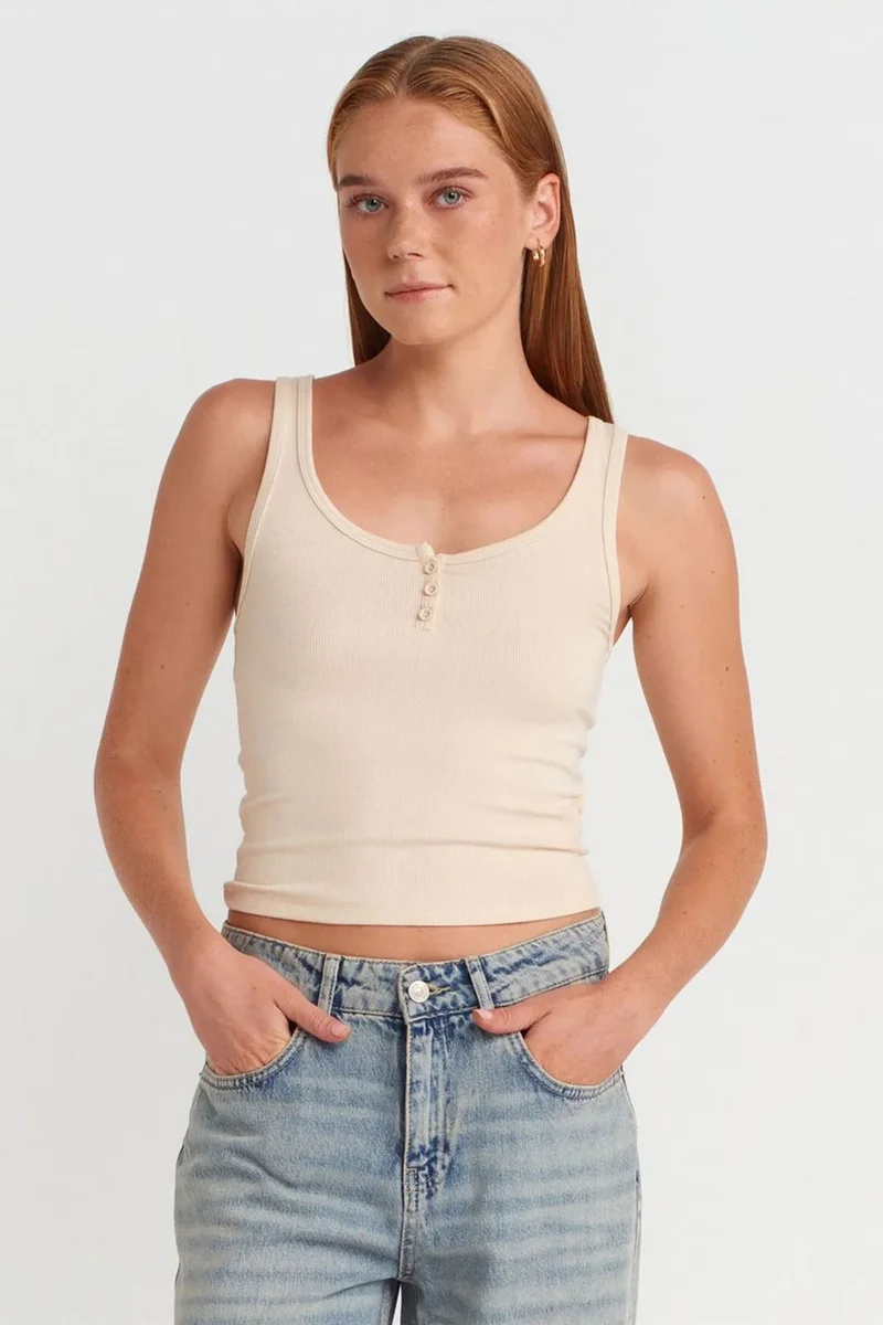 DILVIN Slim Fit Crop Cami Blouse