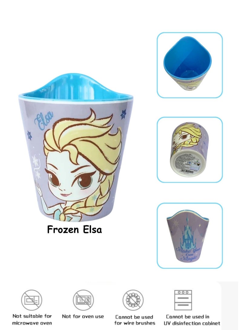 Disney طقم أدوات تناول الطعام للأطفال 3 قطع من الميلامين مع وعاء ثلاثي الأبعاد، أكواب وملعقة للأطفال من عمر 2+ (إلسا؟) - Image 4