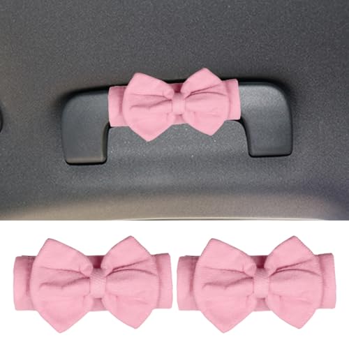 KPFILEH 2PCS Cute Bow Car Inside Door Handle Protector AntiScratch Car Inner Front Rear Door Pull Handle Cover Universal Vehicle Interior Decorative Accessories for Cars Trucks SUVsPink - Image 1