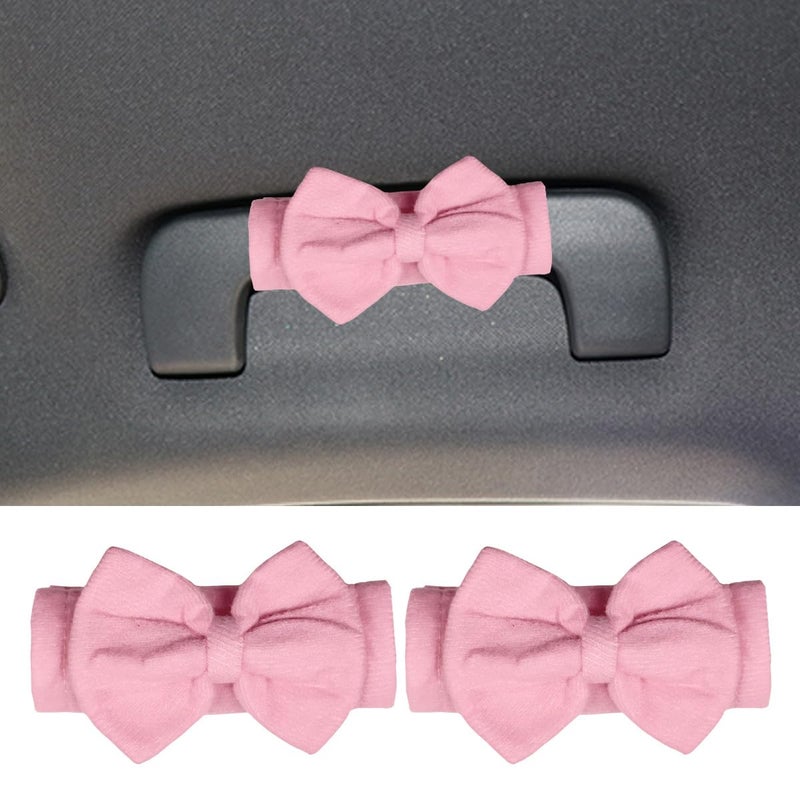 KPFILEH 2PCS Cute Bow Car Inside Door Handle Protector AntiScratch Car Inner Front Rear Door Pull Handle Cover Universal Vehicle Interior Decorative Accessories for Cars Trucks SUVsPink - Image 3