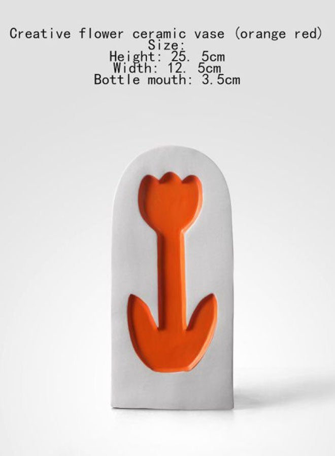 NIBEMINENT Ceramic Flower Vase Orange/White 25.5x12.5x3.5cm - Image 2