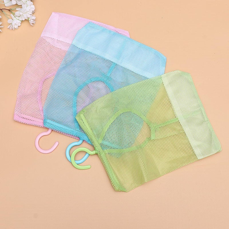 BESTonZON 3pcs Hanging Laundry Drying Net Bag Set, Multipurpose Pillow and Storage Nets for Bathroom and Balcony, Sturdy Mesh Organizer Bags in Green, Blue, and Pink - Image 3