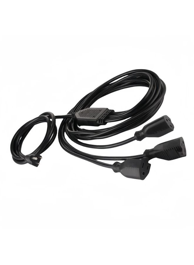 Black US Standard Extension Cord 3 Way Y Type Power Distribution Plug 14AWG - Image 2