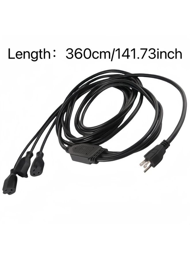 Black US Standard Extension Cord 3 Way Y Type Power Distribution Plug 14AWG - Image 3