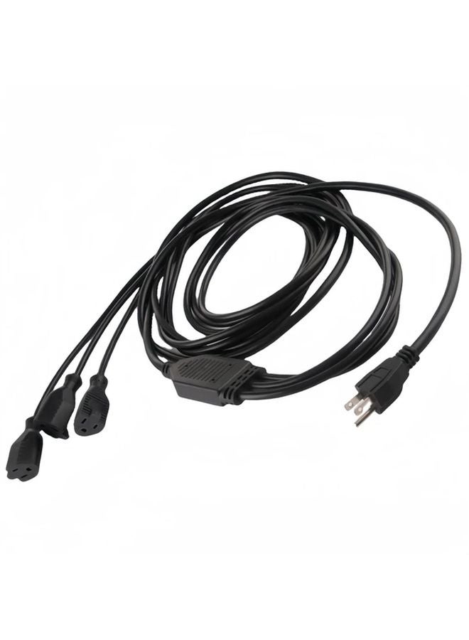 Black US Standard Extension Cord 3 Way Y Type Power Distribution Plug 14AWG - Image 1