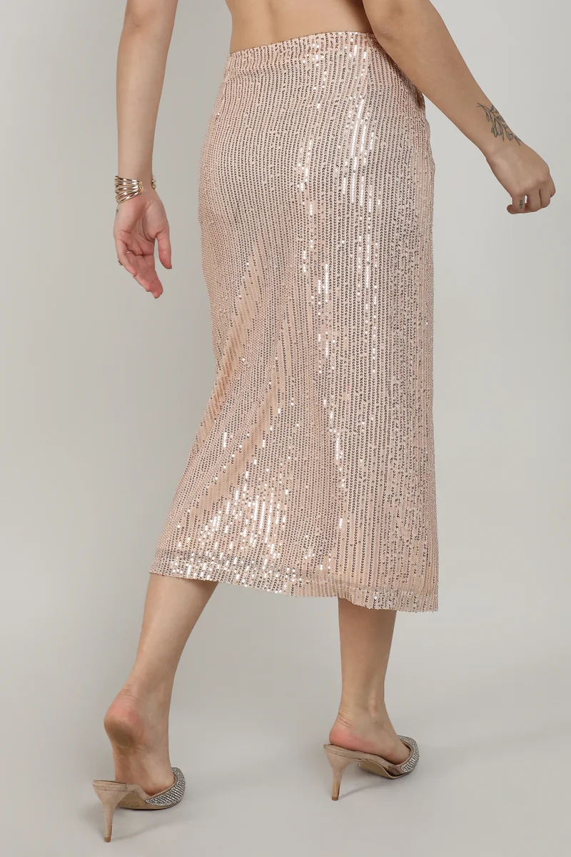 Pinacolada  Women's Beige Sequin Wrap Skirt for Women | Best Price UAE