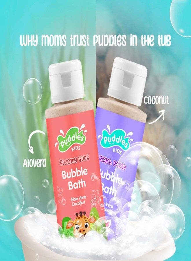 Puddles Kids Tear-Free Bubble Bath & Wash Duo (2 x 100 ml) | Aloe Vera & Coconut | Bloomy Buds & Beach Party | For Kids Age 2+ | Soothes, Cleanses & Nourishes | Paraben & SLS free, 100% Vegan - Image 2