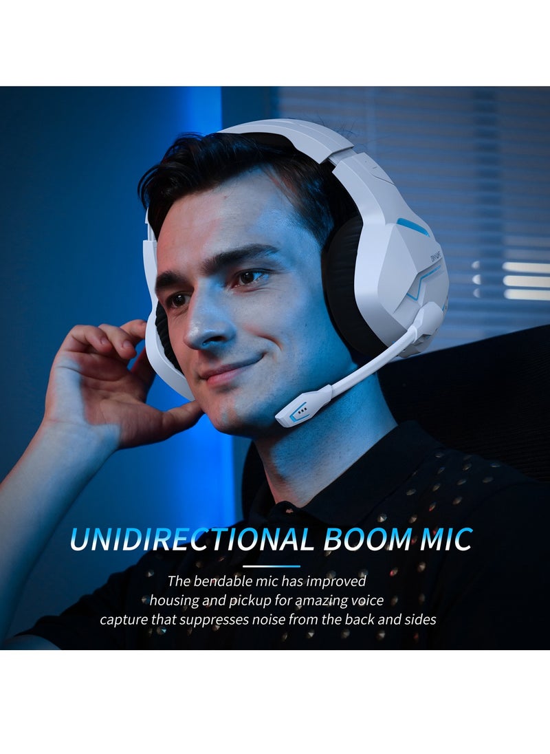 BINNUNE - Wireless Gaming Headset with Noise Cancelling Microphone for PC PS4 PS5, 2.4G Headset with Mic for Laptop Computer - Image 1