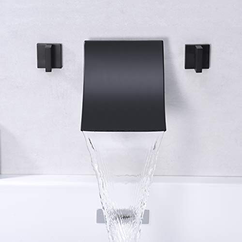 SUMERAIN Wall Mount Bathtub Faucet Waterfall Tub Filler Matte Black High Flow - Image 4