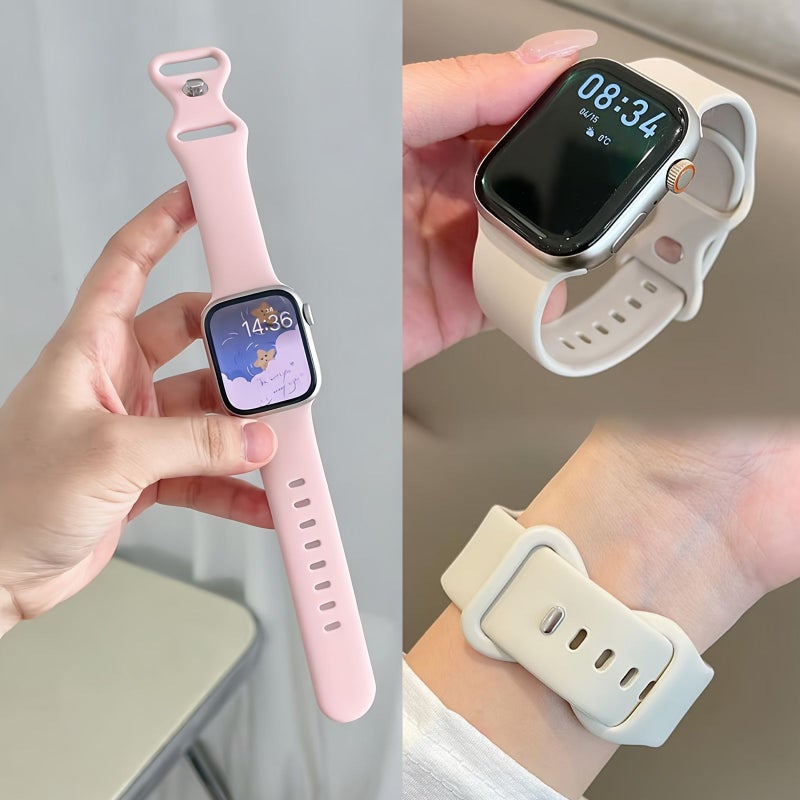 مجموعة مكونة من سوارين لساعة رياضية لساعة Apple Watch مقاس 44 مم 46 مم 49 مم، حزام بديل من السيليكون للرجال والنساء متوافق مع السلسلة 1 إلى 11 وUltra، باللون الأزرق الضبابي والأبيض المائل للصفرة - Image 1