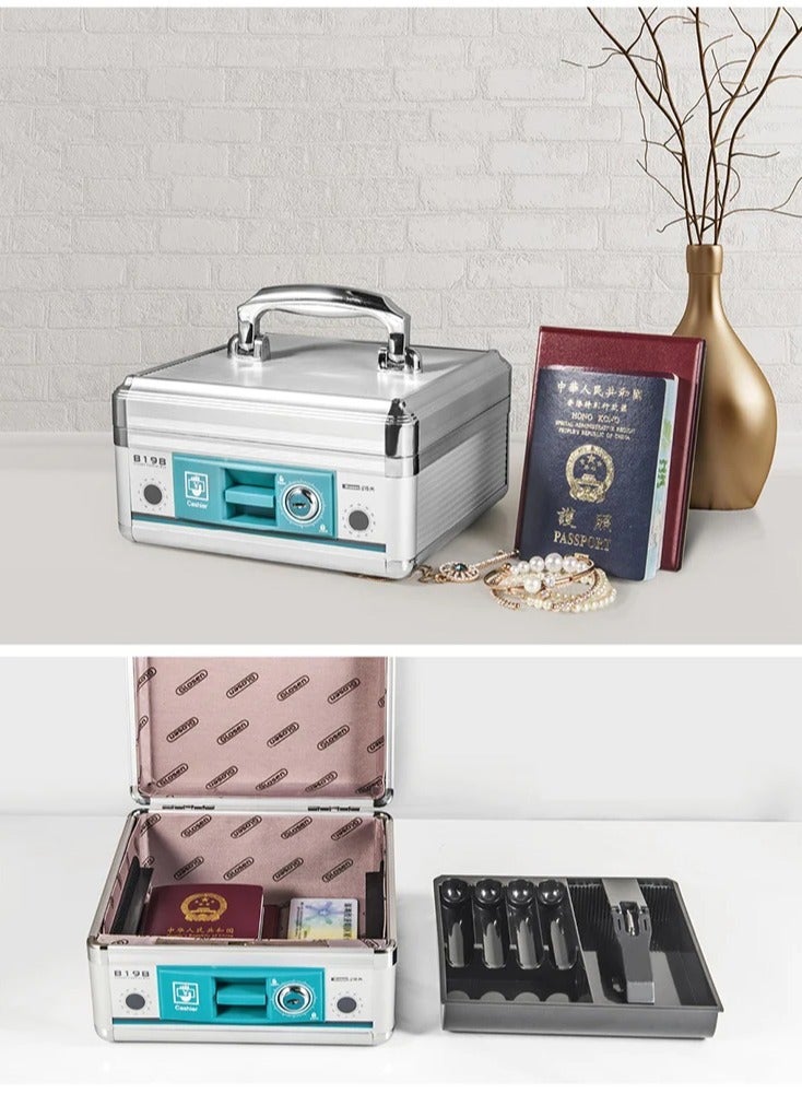 GLOSEN Suitcase Cash Register Portable Aluminum Alloy Cash Register Supermarket Safety Belt Lock Cash Register (Size 21x21x11cm)  - Image 3