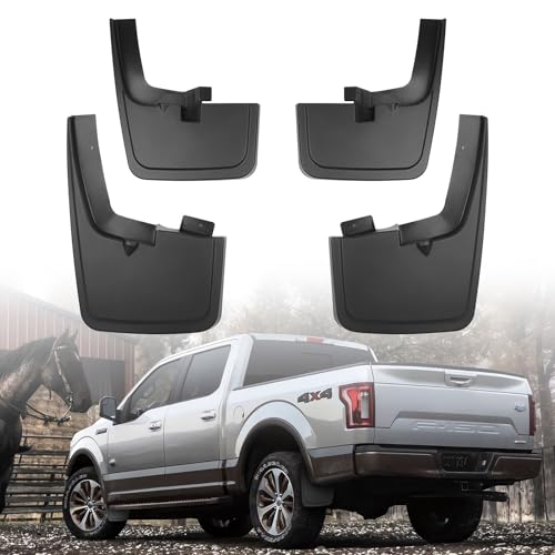 LitMiRaCle Mud Guards Ford F150 Accessory, 4 Pcs Tires Fender, Front and Rear Mudguard for Ford F150 2015/2016/2017/2018/2019/2020 (with OEM Fender Flares), Black, Style B - Image 1