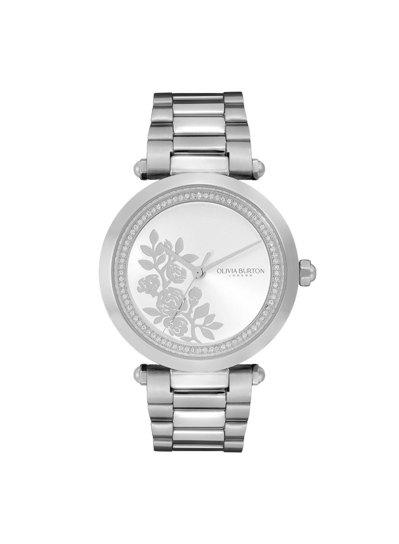 OLIVIA BURTON ROUND ANALOG WOMEN'S WHITE & STONE CASE WATCH - 24000042 - Image 1