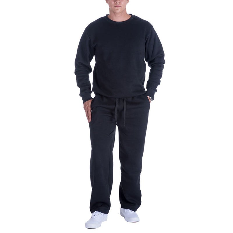 Facitisu Mens Sweatpants Fleece Athletic Open Bottom Workout Pants with Pocket Baggy Drawstring Sweats Pants Gym Joggers Black Medium - Image 2