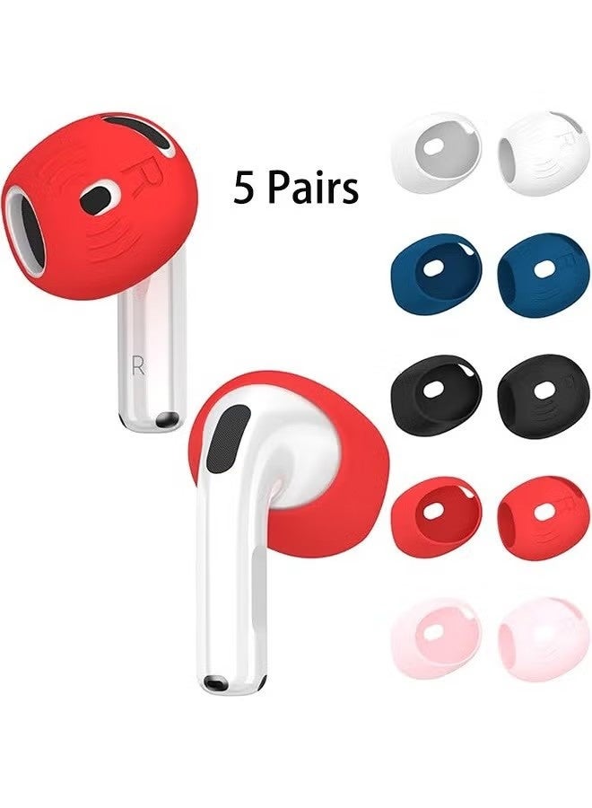 5 Pairs for AirPods 4 Ear Tips Covers, Sport Anti Slip Anti Scratche Skin Soft Silicone Eartip, AirPods 4 Gen Earbuds Accessories, Compatible with Apple AirPods 4th Generation (5 Colors Mix) - Image 1