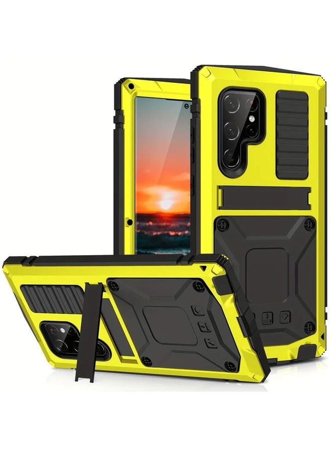 Shockproof Outdoor Metal Phone Case For Samsung Galaxy S22 Ultra 5G Yellow - Image 1