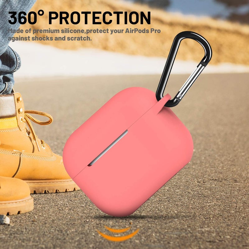 ATUAT for AirPods Pro 1st/2nd Generation Case Cover, Protective Silicone Skin Accessories with Keychain for Women Men for Apple AirPods Pro 2019/2022 Charging Case,Front LED Visible-Coral - Image 5