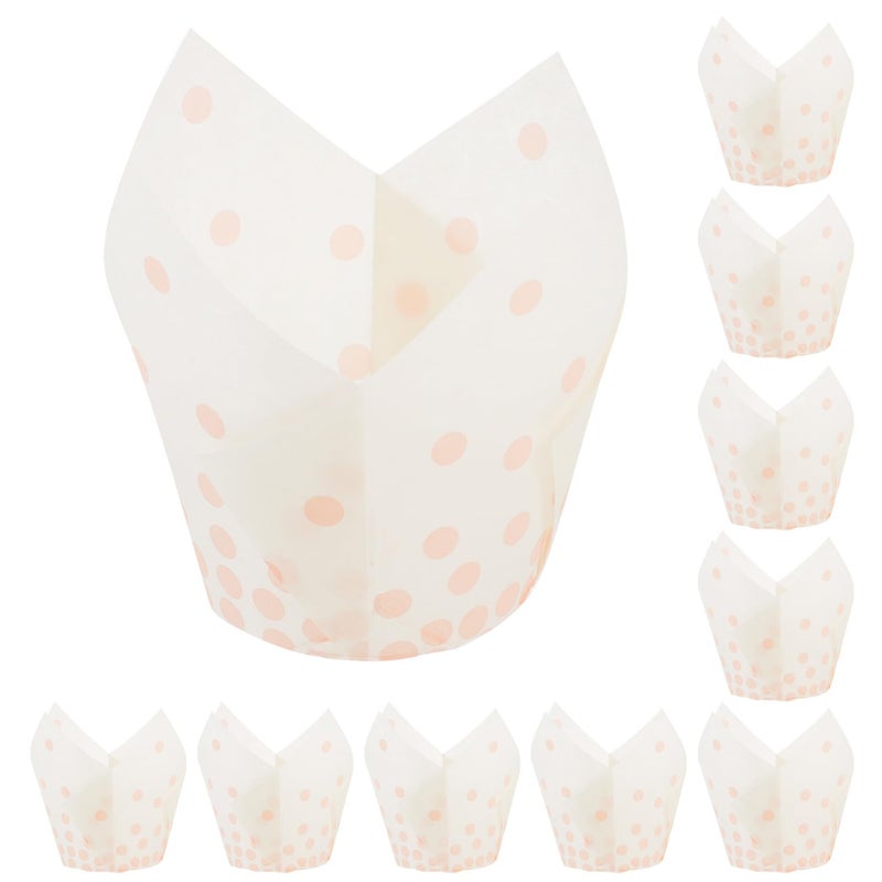 Rose Gold Polka Dot Tulip Baking Cups Muffin Wrappers 50 Pieces - Image 2