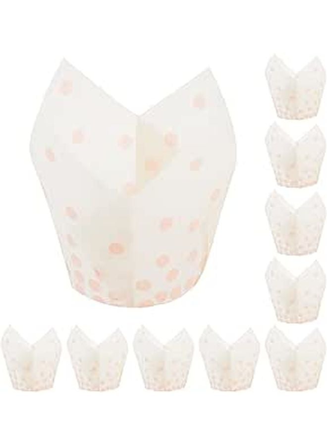 Rose Gold Polka Dot Tulip Baking Cups Muffin Wrappers 50 Pieces - Image 1
