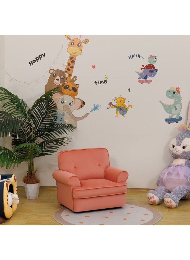 DANUBE HOME Minnie Velvet Kids Sofa, Soft Upholstered Lounge Chair For Children, Stylish Toddler Sofa For Playroom & Bedroom, Comfortable & Durable Kids Furniture – Pink - Image 1