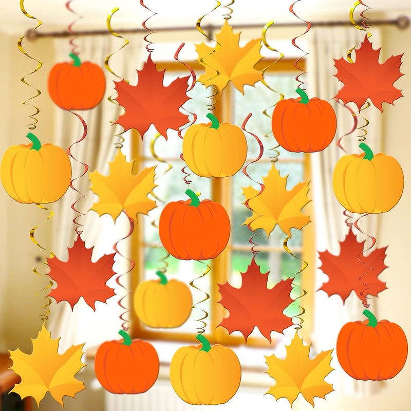 KatchOn Fall Maple Leaf Hanging Swirls Pack of 30 No DIY Fall Classroom Decorations for Home Thanksgiving Garland for Thanksgiving Decorations Indoor Party Friendsgiving Party Decorations - Image 2