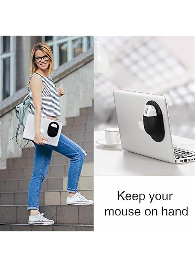 Black Mouse Sleeve for Wireless Mouse, Stick-On Mouse Holder for Laptop, Reusable Adhesive, Compatible with iPad and MacBook, No Residue - Image 2