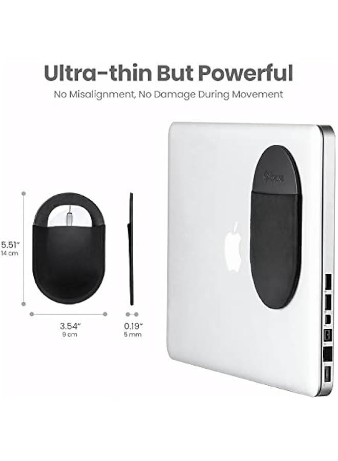 Black Mouse Sleeve for Wireless Mouse, Stick-On Mouse Holder for Laptop, Reusable Adhesive, Compatible with iPad and MacBook, No Residue - Image 5