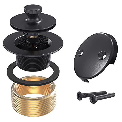 Citymoor Matte Black Tub Drain and Overflow Kit Replacement Bath Tub Drain Trim SetLift  Turn Bathtub Drain Kit with 2Hole Overflow Faceplate Conversion Kit Assembly FineCoarse Thread 