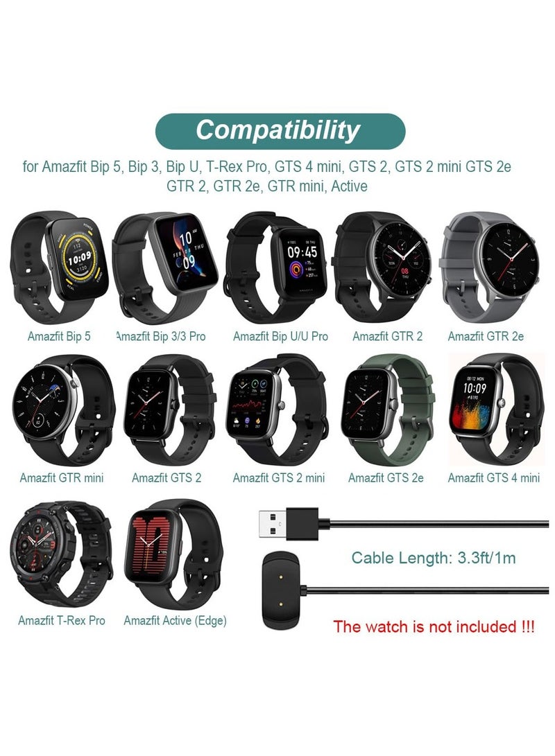 HablTech 1M Charger Cable for Amazfit Bip 5, Bip 3, Bip U, T-Rex Pro, GTS 4 Mini, GTS 2, GTS 2 Mini, GTS 2e, GTR 2, GTR 2e, GTR Mini, Active, USB Charging Cable Dock Cord 3.3ft Smartwatch Accessories - Image 2
