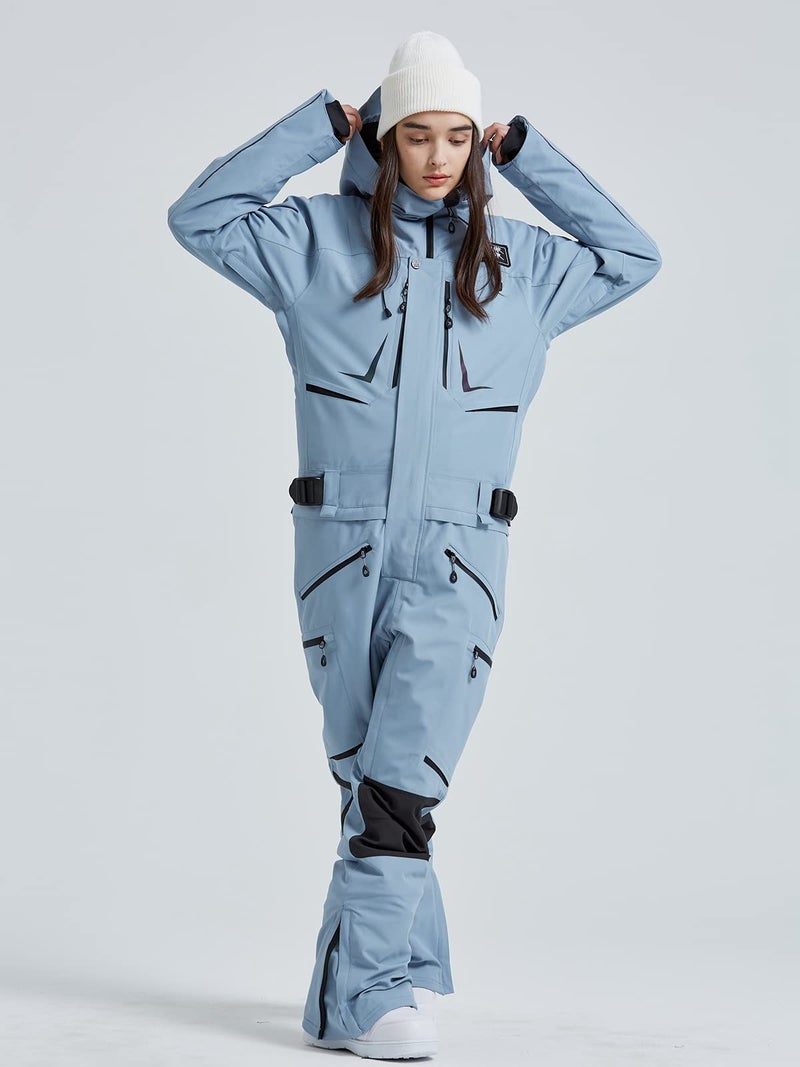 SEARIPE Women and Men's Ski Suits One Piece Jumpsuit Winter Outdoor Waterproof Warm Snowsuits(72blue,M) - Image 2