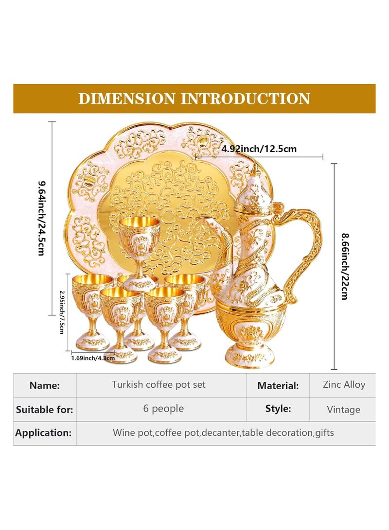 عام طقم إبريق مقلي الطابق التركي العتيق، طقم الشاي مع إبريق الشاي، وصينية لزيادة تزيين النموذجة، وزيادة زفافية. - Image 2