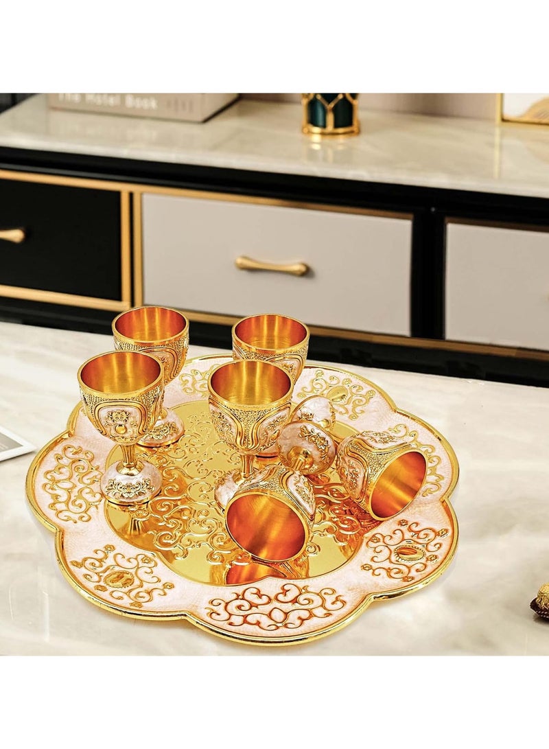 عام طقم إبريق مقلي الطابق التركي العتيق، طقم الشاي مع إبريق الشاي، وصينية لزيادة تزيين النموذجة، وزيادة زفافية. - Image 3