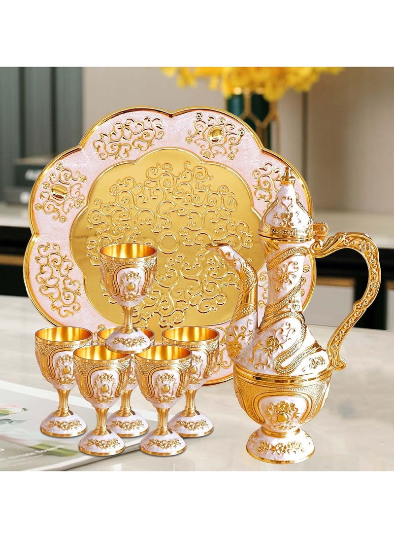 عام طقم إبريق مقلي الطابق التركي العتيق، طقم الشاي مع إبريق الشاي، وصينية لزيادة تزيين النموذجة، وزيادة زفافية. - Image 4