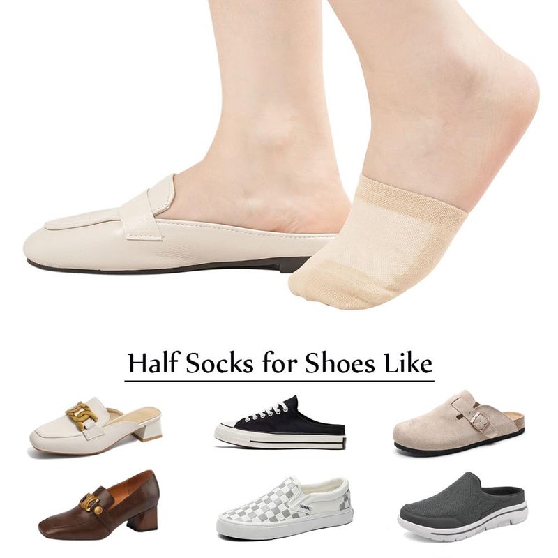 floconssy Women's Toe Socks for Mules, Half Socks for Women Toe Toppers Liner No Show Toe Covers 6 Pairs - Image 4