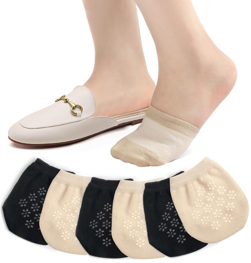 floconssy Women's Toe Socks for Mules, Half Socks for Women Toe Toppers Liner No Show Toe Covers 6 Pairs - Image 1