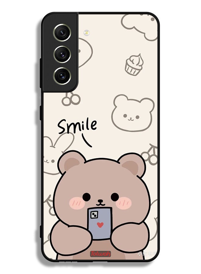 Tolwak Samsung Galaxy S21 FE 5G Protective Case Cover Smile Bear Art - Image 3