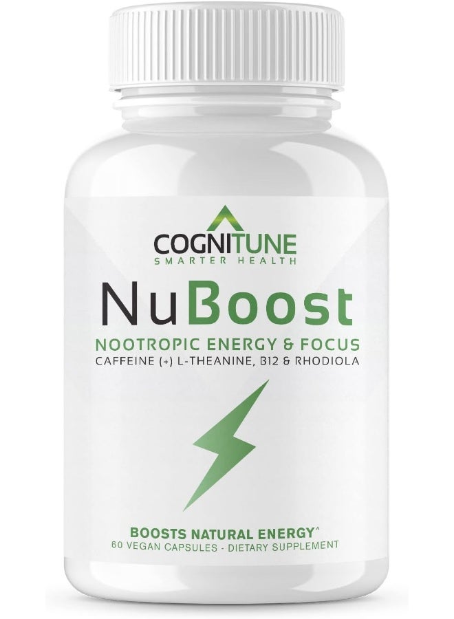 CogniTune مكمل الطاقة والتركيز - كافيين L-ثيانين، فيتامين B12، روديولا + بيوبيرين لامتصاص أفضل، بدون انهيار، خالي من الارتعاش 100 ملغ أقراص كافيين، معزز نظري نظيف للدماغ - Image 1