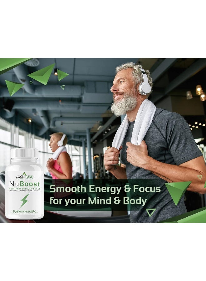 CogniTune مكمل الطاقة والتركيز - كافيين L-ثيانين، فيتامين B12، روديولا + بيوبيرين لامتصاص أفضل، بدون انهيار، خالي من الارتعاش 100 ملغ أقراص كافيين، معزز نظري نظيف للدماغ - Image 2
