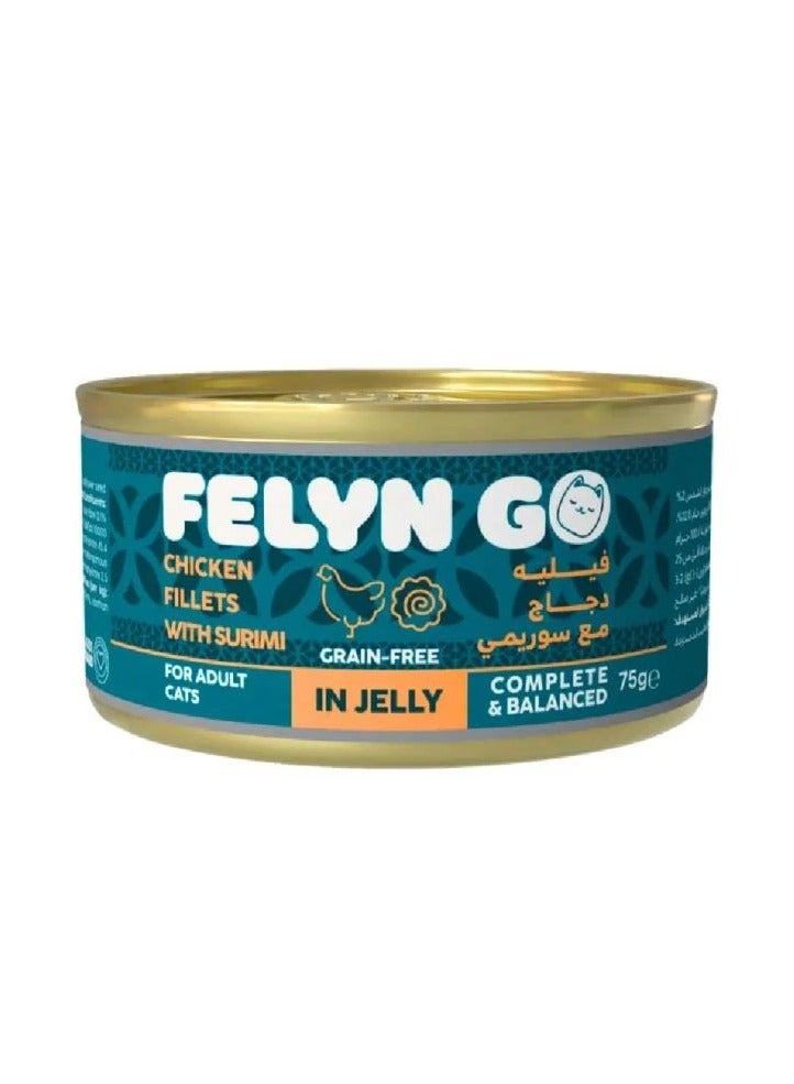 Felyn GO Cat Wet Food Chicken Fillets With Surimi in Jelly For Adult Cats- 6x75g - Grain-Free Cat Food - Image 2