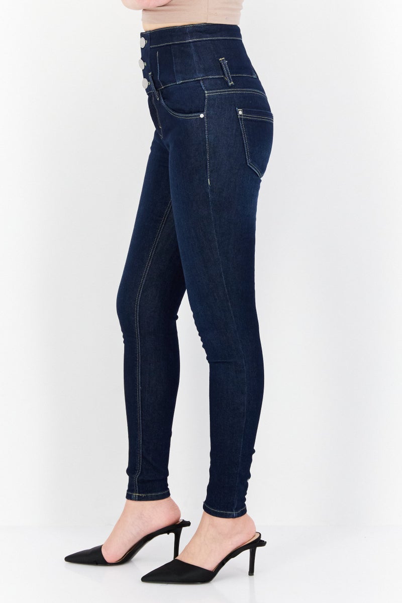 VERO MODA جينز دنيم ضيق للنساء، مغسول وقابل للتمدد، أزرق - Image 2