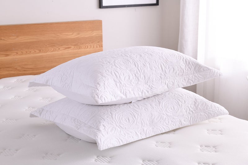 MarCielo 2-Piece Embroidered Pillow Shams, King Decorative Microfiber Pillow Covers Set, King Size (White) - Image 3
