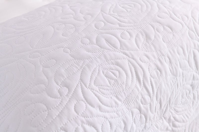 MarCielo 2-Piece Embroidered Pillow Shams, King Decorative Microfiber Pillow Covers Set, King Size (White) - Image 4