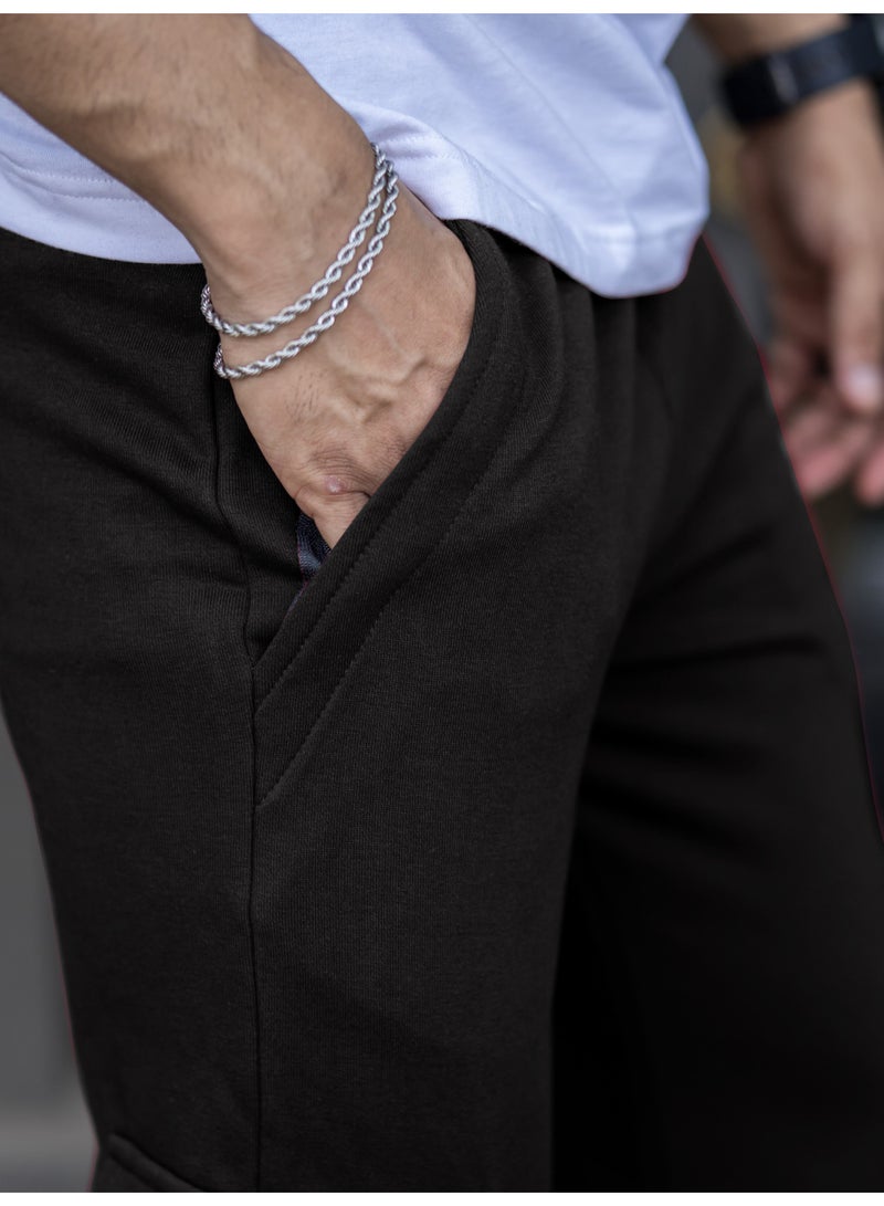 Maniac Mens Solid Black Cotton Cargo Pant - Image 3