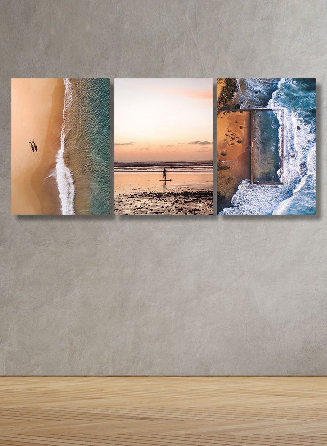ماركتنا لوحة جدارية فنية لتزين الحائط بتصميم عصري  ، ثلاث قطع ،مقاس120X60سم - Image 1